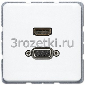 3rozetki.ru - Jung - [MACD1173WW] HDMI / VGA, Термопласт (ударопрочный) блестящий, белый.