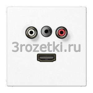 3rozetki.ru - Jung - [MALS1082WW] Аудио «Тюльпан» (Cinch/RCA) / Стереоразъем (TRS 3,5 мм) / HDMI, Термопласт (ударопрочный) блестящий,.