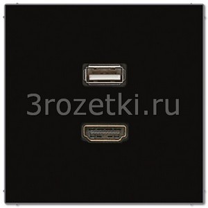 3rozetki.ru - Jung - [MALS1163SW] HDMI / USB 2.0, Термопласт (ударопрочный) блестящий, чёрный.