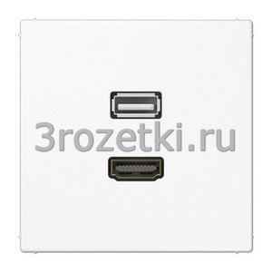 3rozetki.ru - Jung - [MALS1163WW] HDMI / USB 2.0, Термопласт (ударопрочный) блестящий, белый.