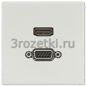 3rozetki.ru - Jung - [MALS1173LG] HDMI / VGA, Термопласт (ударопрочный) блестящий, светло-серый.