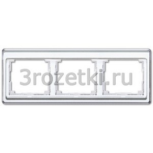 3rozetki.ru - Jung - [SL5830WW] Рамка из прозрачного акрилового стекла, цветная подложка, белый, 3-ная.