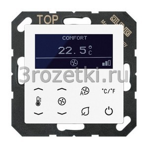 3rozetki.ru - Jung - [TRDA523028WW] Комнатный термостат fan coil 2-трубный, белый.