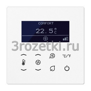 3rozetki.ru - Jung - [TRDLS923028WW] Комнатный термостат fan coil 2-трубный, белый.