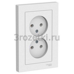 3rozetki.ru - Schneider Electric - [ATN000120] ATLASDESIGN РОЗЕТКА двойная без заземления,16А, в сборе, БЕЛЫЙ ().