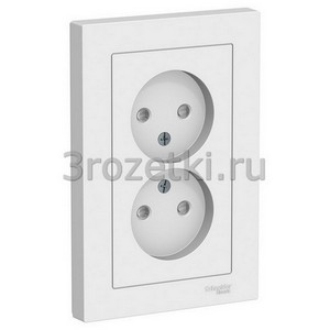 3rozetki.ru - Schneider Electric - [ATN000122] ATLASDESIGN РОЗЕТКА двойная без заземления со шторками,16А, в сборе, БЕЛЫЙ ().
