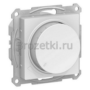 3rozetki.ru - Systeme Electric - AtlasDesign - [ATN000123] Светорегулятор поворотно-нажимной 60-400Вт ''Диммер''  (белый).