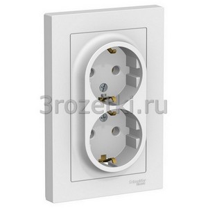 3rozetki.ru - Schneider Electric - [ATN000124] ATLASDESIGN РОЗЕТКА двойная с заземлением, 16А, в сборе, БЕЛЫЙ ().