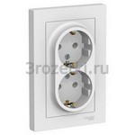 [ATN000124] ATLASDESIGN РОЗЕТКА двойная с заземлением, 16А, в сборе, БЕЛЫЙ () <Schneider Electric->