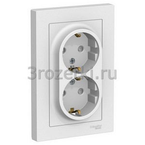 3rozetki.ru - Schneider Electric - [ATN000126] ATLASDESIGN РОЗЕТКА двойная с заземлением со шторками, 16А, в сборе, БЕЛЫЙ ().