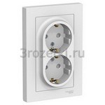 [ATN000126] ATLASDESIGN РОЗЕТКА двойная с заземлением со шторками, 16А, в сборе, БЕЛЫЙ () <Schneider Electric->