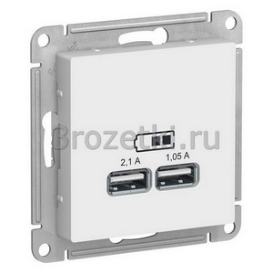 3rozetki.ru - Systeme Electric - AtlasDesign - [ATN000133] Розетка USB 2x1500mA (белый).