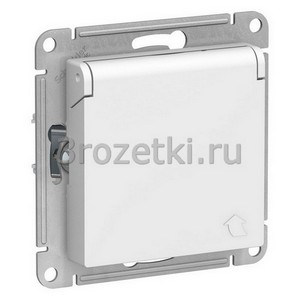 3rozetki.ru - Systeme Electric - AtlasDesign - [ATN000146] Розетка SCHUKO с з/к, с крышкой (белый).