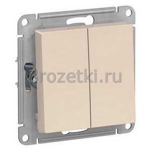 3rozetki.ru - Systeme Electric - AtlasDesign - [ATN000217] Кнопка без фиксации 2-клавишная 2НО (слоновая кость).