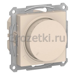 3rozetki.ru - Systeme Electric - AtlasDesign - [ATN000223] Светорегулятор поворотно-нажимной 60-400Вт ''Диммер''  (слоновая кость).