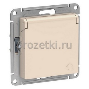 3rozetki.ru - Systeme Electric - AtlasDesign - [ATN000246] Розетка SCHUKO с з/к, с крышкой (слоновая кость).