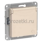 [ATN000246] Розетка SCHUKO с з/к, с крышкой (слоновая кость) <Systeme Electric-AtlasDesign>