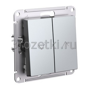 3rozetki.ru - Systeme Electric - AtlasDesign - [ATN000319] Выключатель 2-клавишный жалюзийный (алюминий).