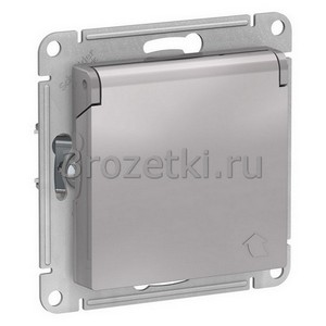 3rozetki.ru - Systeme Electric - AtlasDesign - [ATN000346] Розетка SCHUKO с з/к, с крышкой (алюминий).