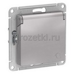 [ATN000346] Розетка SCHUKO с з/к, с крышкой (алюминий) <Systeme Electric-AtlasDesign>