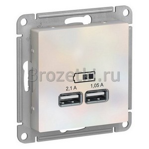 3rozetki.ru - Systeme Electric - AtlasDesign - [ATN000433] Розетка USB 2x1500mA (жемчуг).