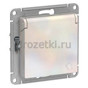 3rozetki.ru - Systeme Electric - AtlasDesign - [ATN000446] Розетка SCHUKO с з/к, с крышкой (жемчуг).