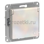 [ATN000446] Розетка SCHUKO с з/к, с крышкой (жемчуг) <Systeme Electric-AtlasDesign>