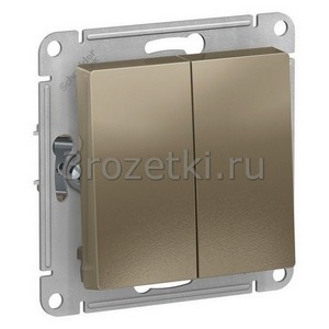 3rozetki.ru - Systeme Electric - AtlasDesign - [ATN000517] Кнопка без фиксации 2-клавишная 2НО (шампань).