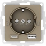 [ATN000532] Розетка SCHUKO с з/к с USB A+C (шампань) <Systeme Electric-AtlasDesign>