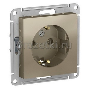 3rozetki.ru - Systeme Electric - AtlasDesign - [ATN000545] Розетка SCHUKO с з/к, со шторками ''защита от детей'' (шампань).