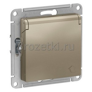 3rozetki.ru - Systeme Electric - AtlasDesign - [ATN000546] Розетка SCHUKO с з/к, с крышкой (шампань).