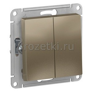 3rozetki.ru - Systeme Electric - AtlasDesign - [ATN000565] Выключатель 2-клавишный проходной (шампань).