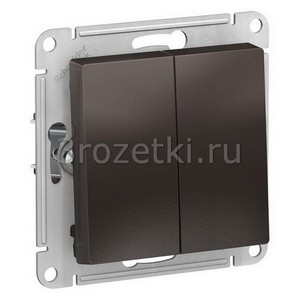 3rozetki.ru - Systeme Electric - AtlasDesign - [ATN000617] Кнопка без фиксации 2-клавишная 2НО (мокко).