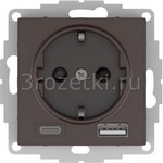 [ATN000632] Розетка SCHUKO с з/к с USB A+C (мокко) <Systeme Electric-AtlasDesign>