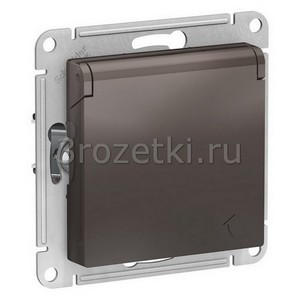 3rozetki.ru - Systeme Electric - AtlasDesign - [ATN000646] Розетка SCHUKO с з/к, с крышкой (мокко).