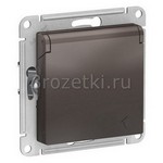 [ATN000646] Розетка SCHUKO с з/к, с крышкой (мокко) <Systeme Electric-AtlasDesign>