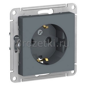 3rozetki.ru - Systeme Electric - AtlasDesign - [ATN000745] Розетка SCHUKO с з/к, со шторками ''защита от детей'' (грифель).