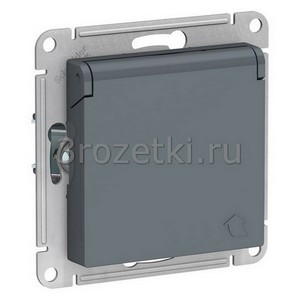 3rozetki.ru - Systeme Electric - AtlasDesign - [ATN000746] Розетка SCHUKO с з/к, с крышкой (грифель).