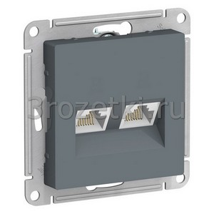 3rozetki.ru - Systeme Electric - AtlasDesign - [ATN000785] Розетка интернетная двойная UAE 2xRJ45 6Cat. (грифель).