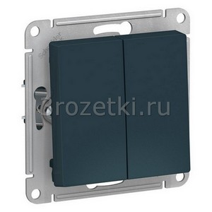 3rozetki.ru - Systeme Electric - AtlasDesign - [ATN000817] Кнопка без фиксации 2-клавишная 2НО (изумруд).