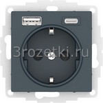 [ATN000832] Розетка SCHUKO с з/к с USB A+C (изумруд) <Systeme Electric-AtlasDesign>