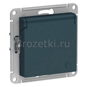 3rozetki.ru - Systeme Electric - AtlasDesign - [ATN000846] Розетка SCHUKO с з/к, с крышкой (изумруд).