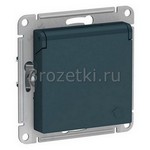 [ATN000846] Розетка SCHUKO с з/к, с крышкой (изумруд) <Systeme Electric-AtlasDesign>