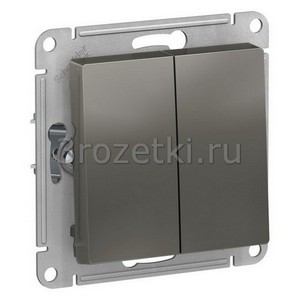 3rozetki.ru - Systeme Electric - AtlasDesign - [ATN000917] Кнопка без фиксации 2-клавишная 2НО (сталь).