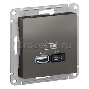 3rozetki.ru - Systeme Electric - AtlasDesign - [ATN000939] Розетка USB 2x1500mA (сталь).