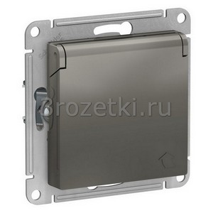 3rozetki.ru - Systeme Electric - AtlasDesign - [ATN000946] Розетка SCHUKO с з/к, с крышкой (сталь).