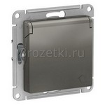 [ATN000946] Розетка SCHUKO с з/к, с крышкой (сталь) <Systeme Electric-AtlasDesign>