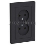 [ATN001020] ATLASDESIGN РОЗЕТКА двойная без заземления,16А, в сборе, КАРБОН () <Schneider Electric->