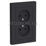 [ATN001022] ATLASDESIGN РОЗЕТКА двойная без заземления со шторками,16А, в сборе, КАРБОН () <Schneider Electric->