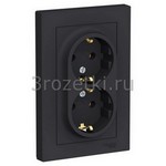 [ATN001024] ATLASDESIGN РОЗЕТКА двойная с заземлением, 16А, в сборе, КАРБОН () <Schneider Electric->